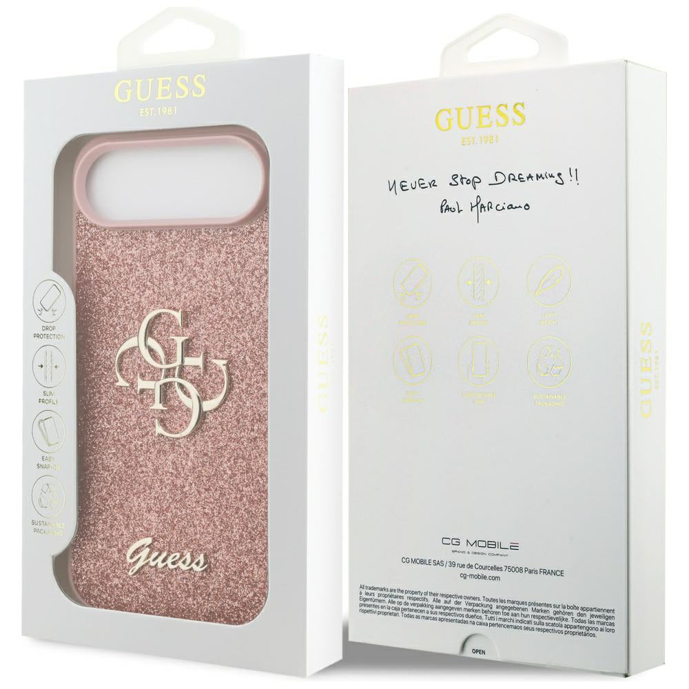 Ovitek za Apple iPhone 17 Air, Guess, Fixed Glitter Big 4G, Roza