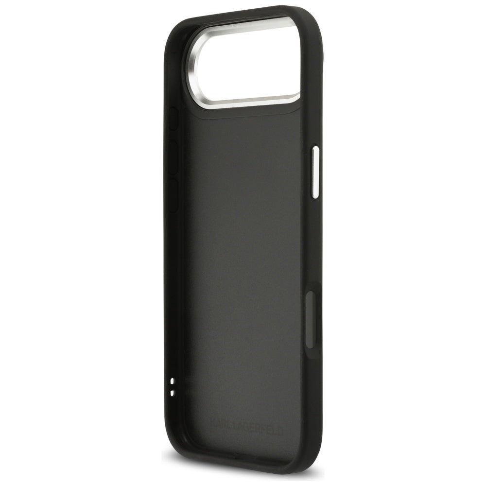 Ovitek za Apple iPhone 17 Air, Karl Lagerfeld, Grained Karl & Choupette's Heads Pins and Logo, črn