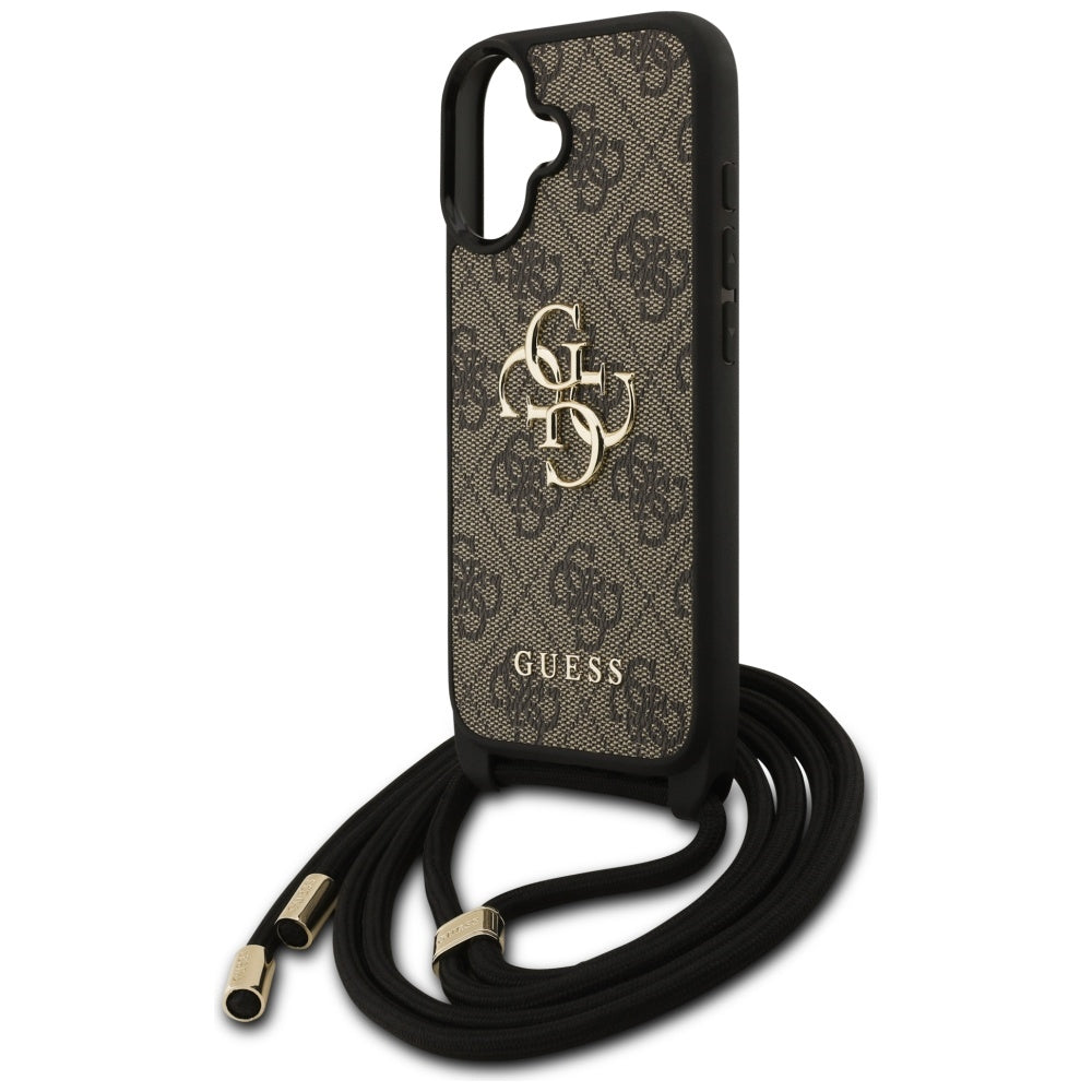 Ovitek za Apple iPhone 17, Guess, 4G CBDY Big Logo with Cord Strap, rjava