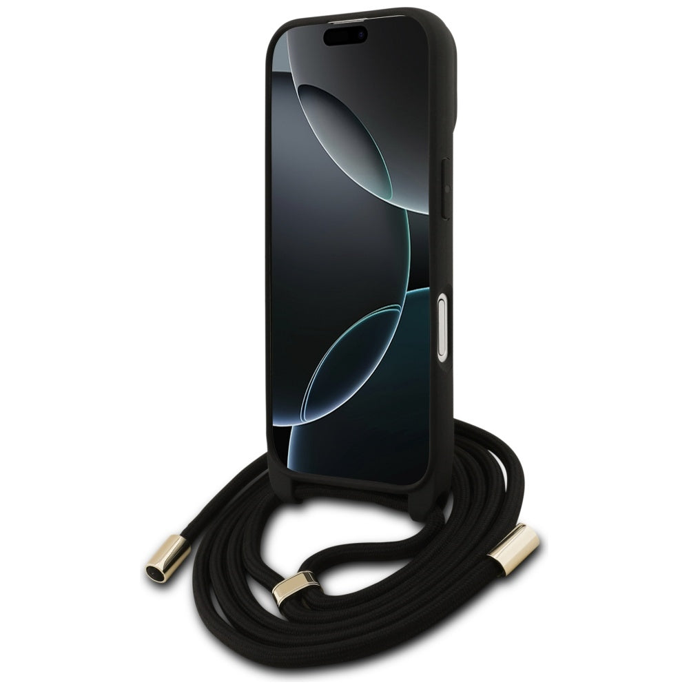 Ovitek za Apple iPhone 17, Guess, 4G CBDY Big Logo with Cord Strap, rjava