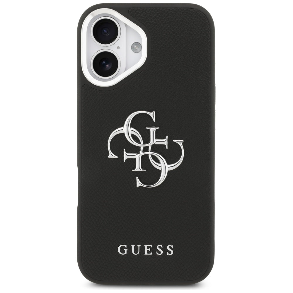 Ovitek za Apple iPhone 17, Guess, 4G Grained Big and Classic Logo, Črno Srebrn