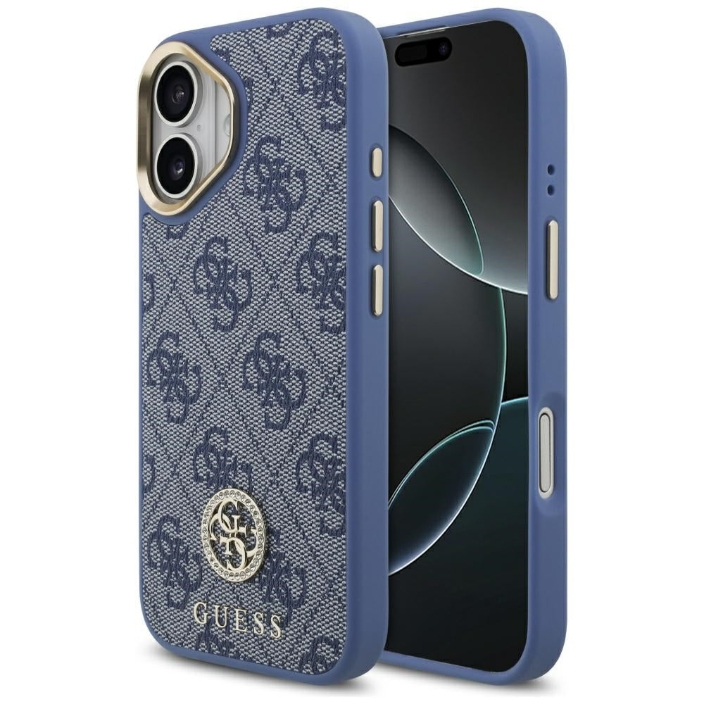 Ovitek za Apple iPhone 17, Guess, 4G Strass Logo, Modra
