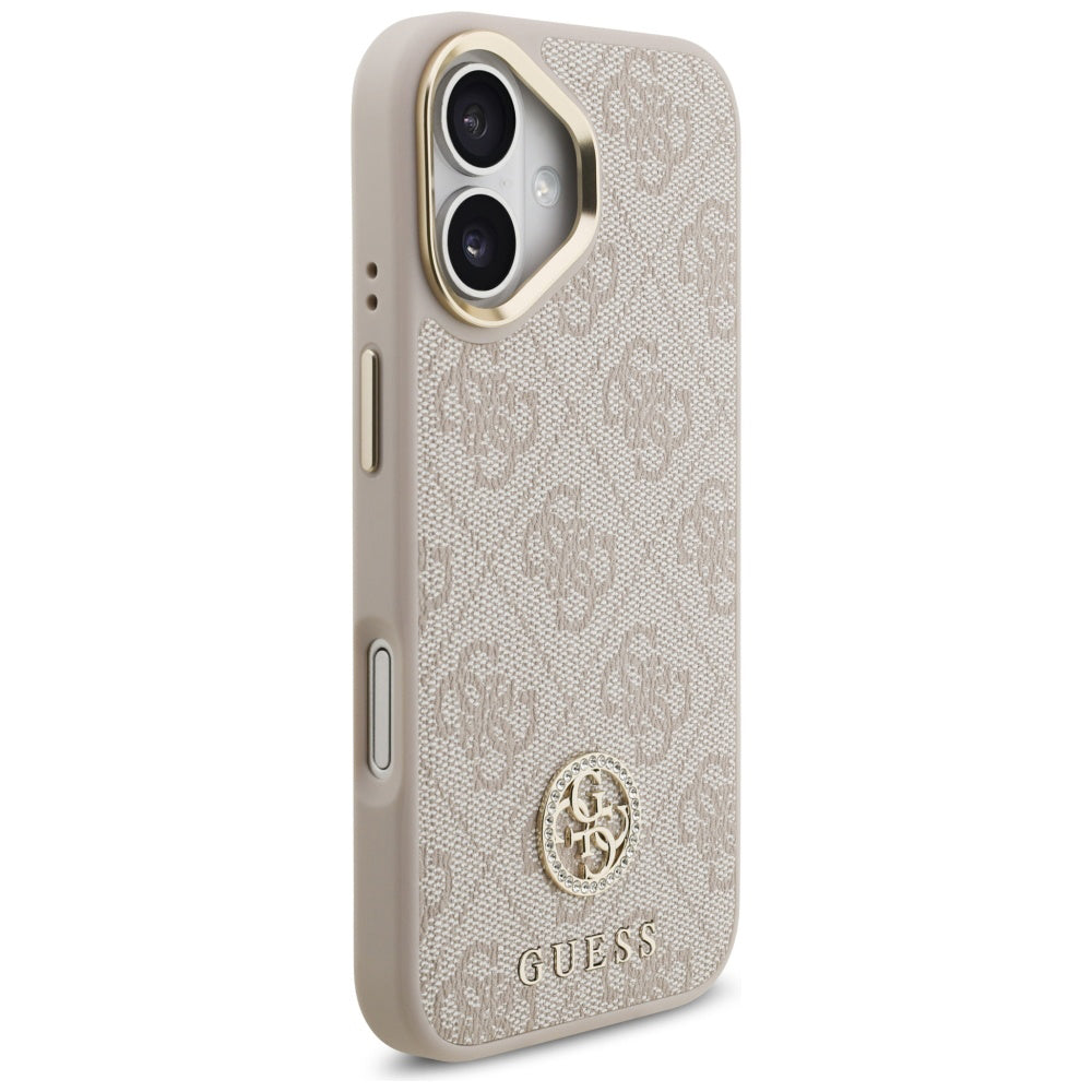 Ovitek za Apple iPhone 17, Guess, 4G Strass Logo and Big Strap, Roza