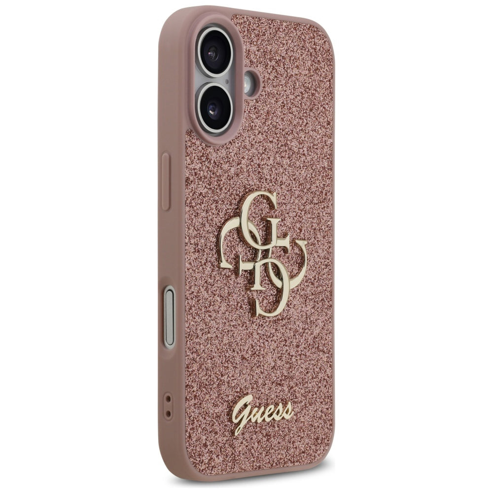 Ovitek za Apple iPhone 17, Guess, Fixed Glitter Big 4G, Roza