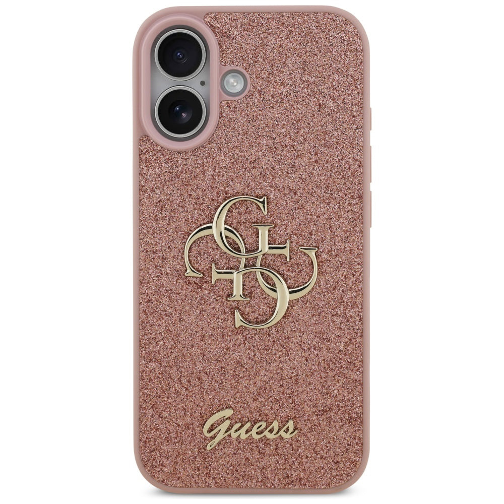 Ovitek za Apple iPhone 17, Guess, Fixed Glitter Big 4G, Roza