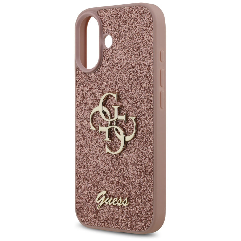 Ovitek za Apple iPhone 17, Guess, Fixed Glitter Big 4G, Roza