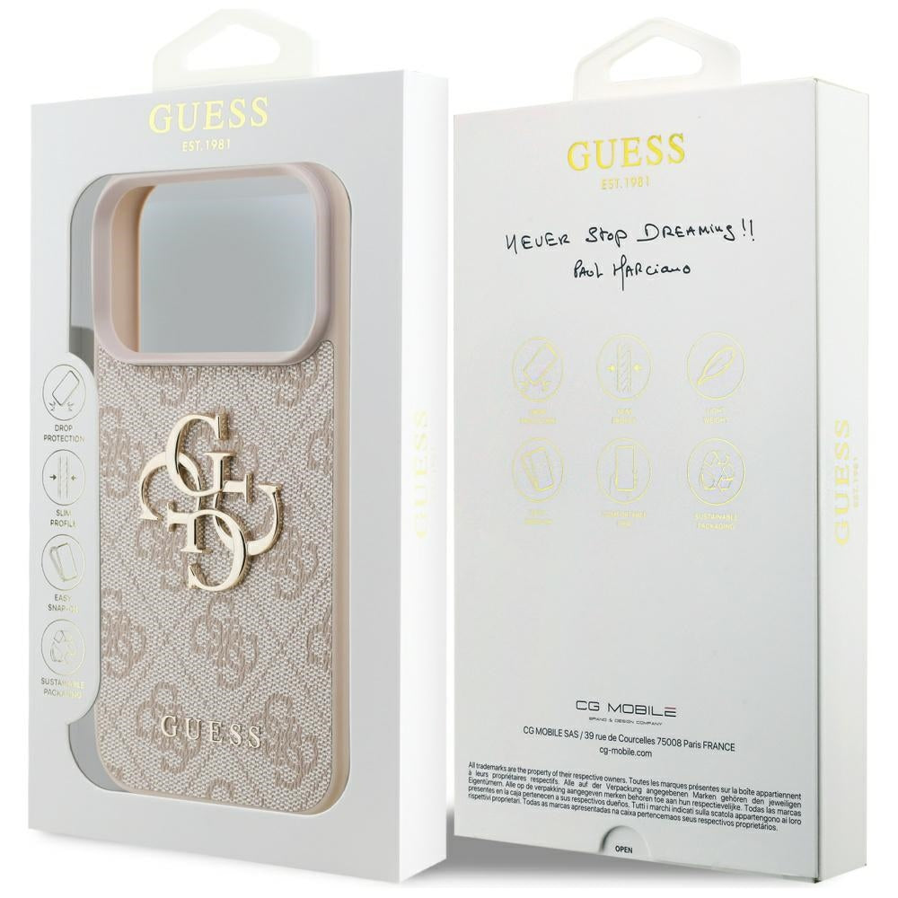 Ovitek za Apple iPhone 17 Pro, Guess, 4G Big Logo, Roza