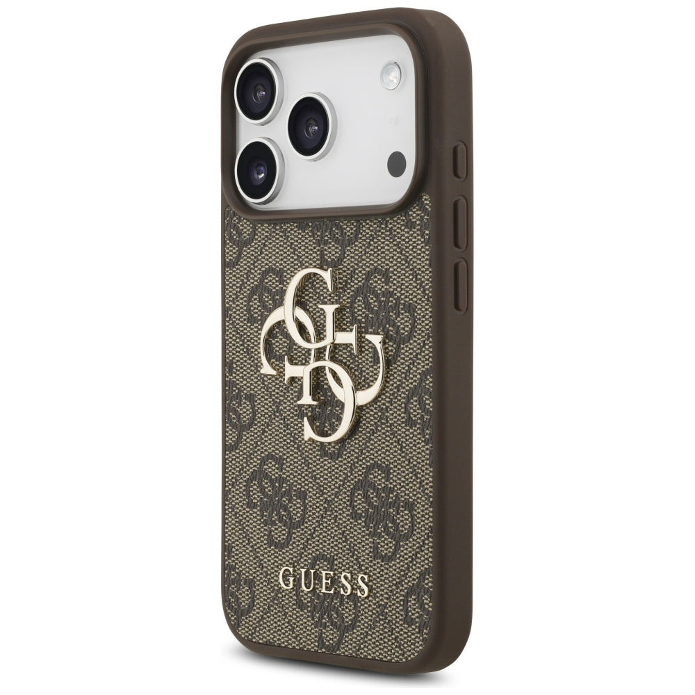 Ovitek za Apple iPhone 17 Pro, Guess, 4G Classic Logo with Pearl Strap, Rjava