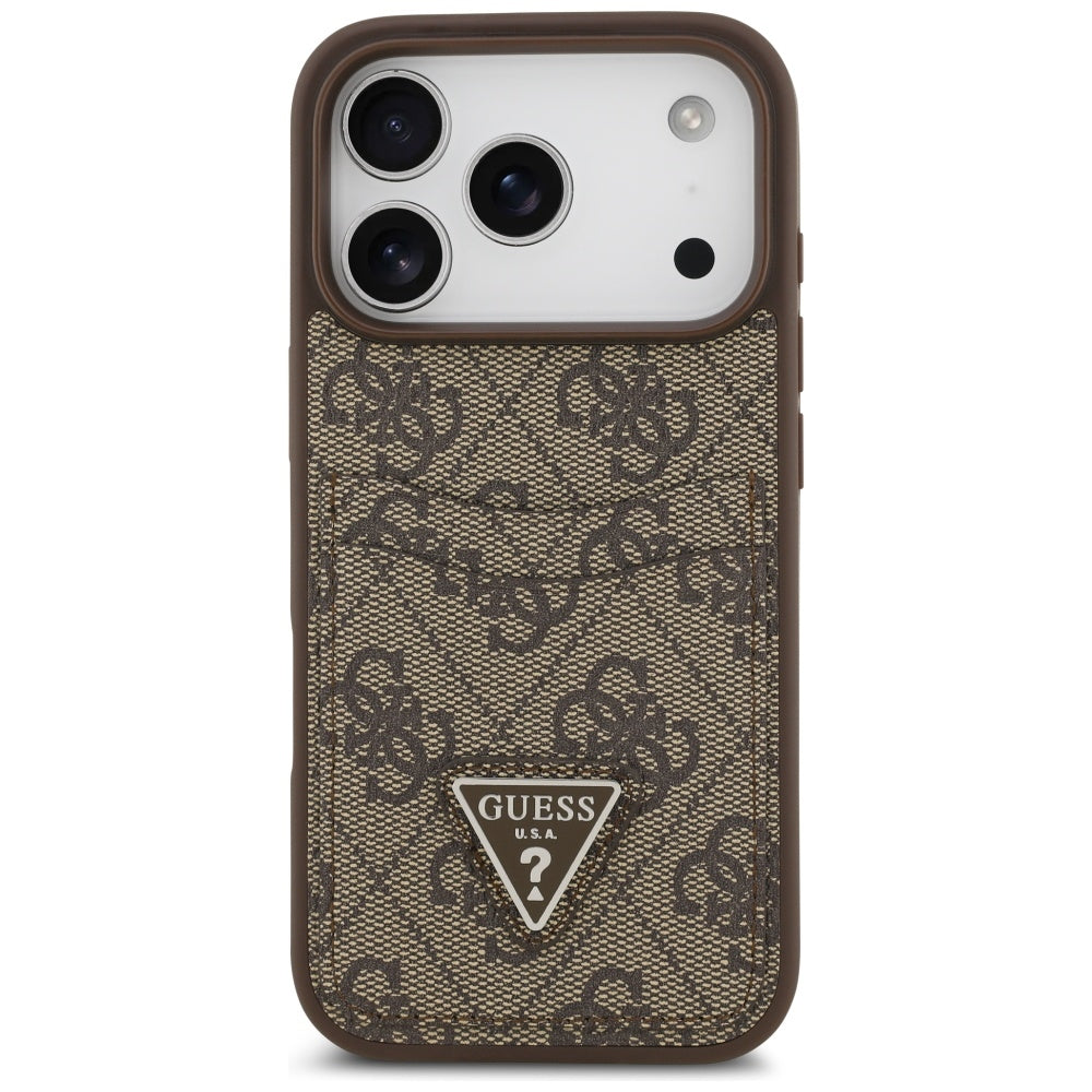 Ovitek za Apple iPhone 17 Pro, Guess, 4G Double Card Triangle, rjava