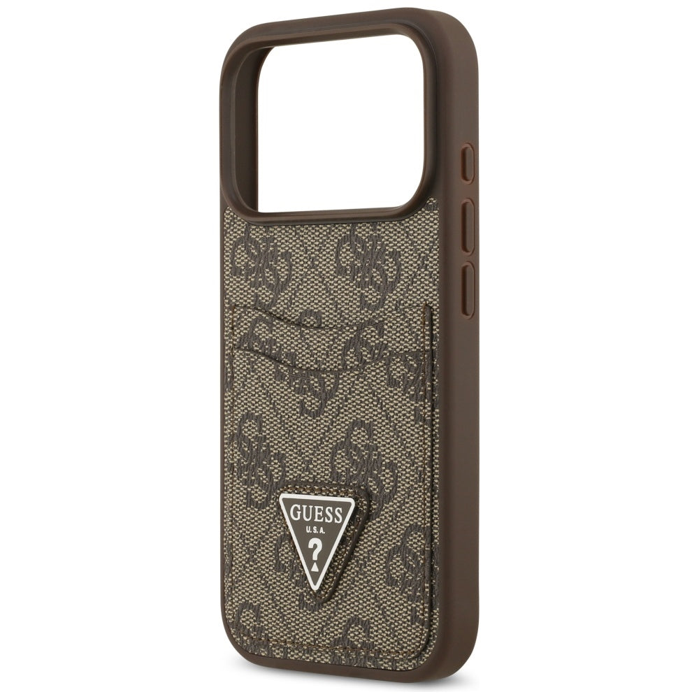Ovitek za Apple iPhone 17 Pro, Guess, 4G Double Card Triangle, rjava