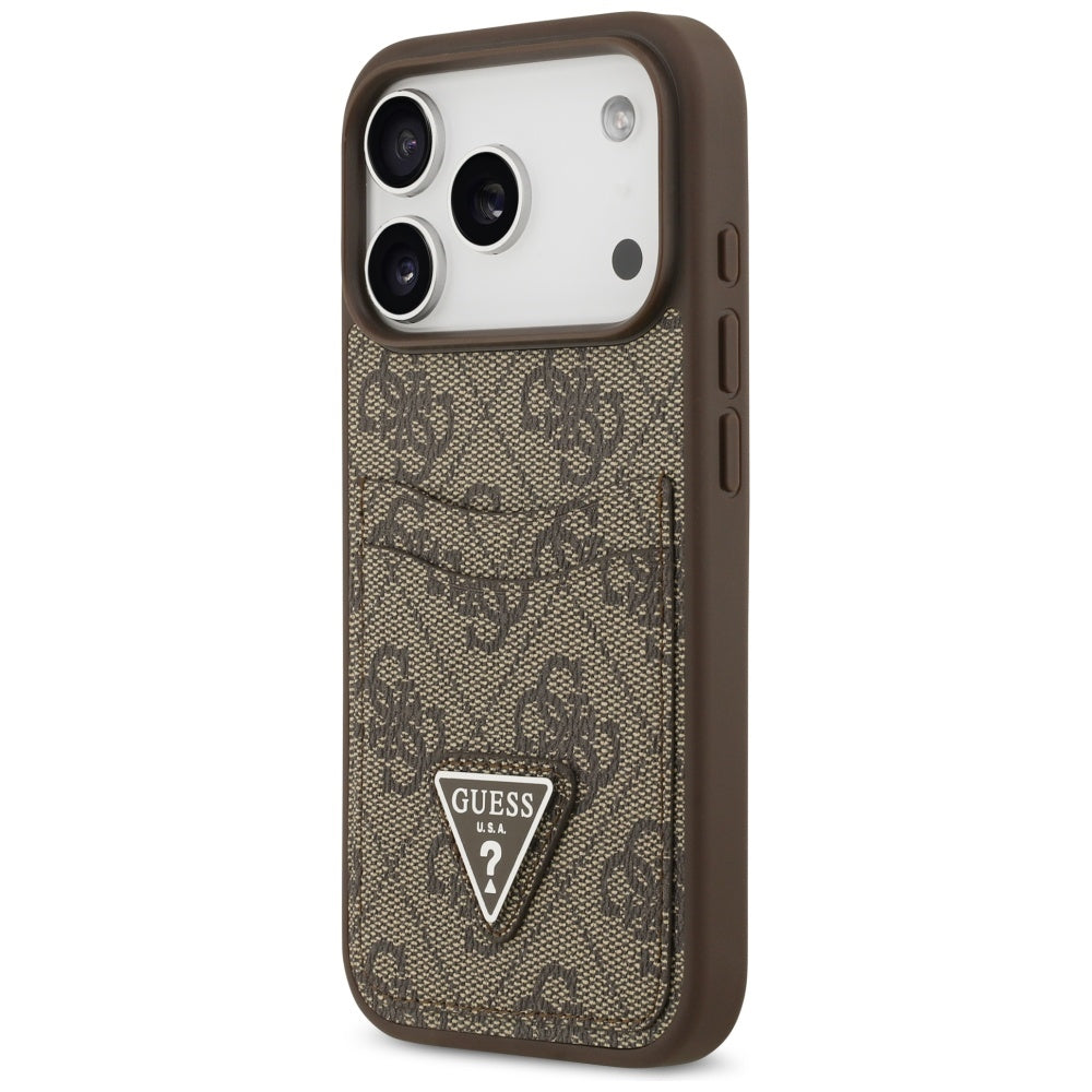 Ovitek za Apple iPhone 17 Pro, Guess, 4G Double Card Triangle, rjava