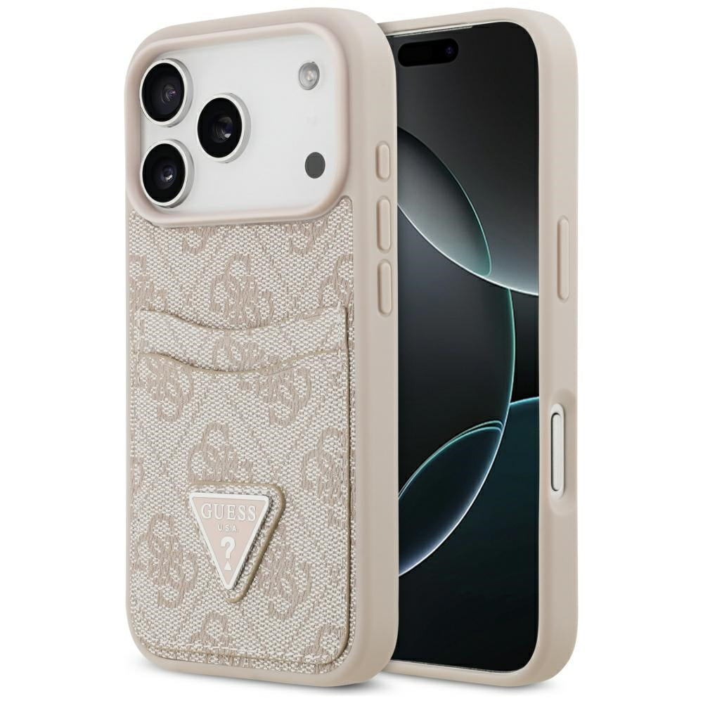 Ovitek za Apple iPhone 17 Pro, Guess, 4G Double Card Triangle, Roza