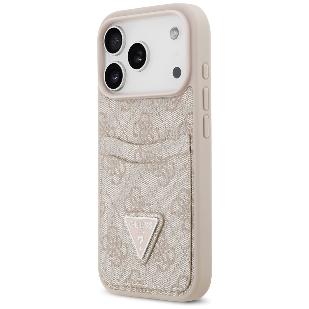 Ovitek za Apple iPhone 17 Pro, Guess, 4G Double Card Triangle, Roza