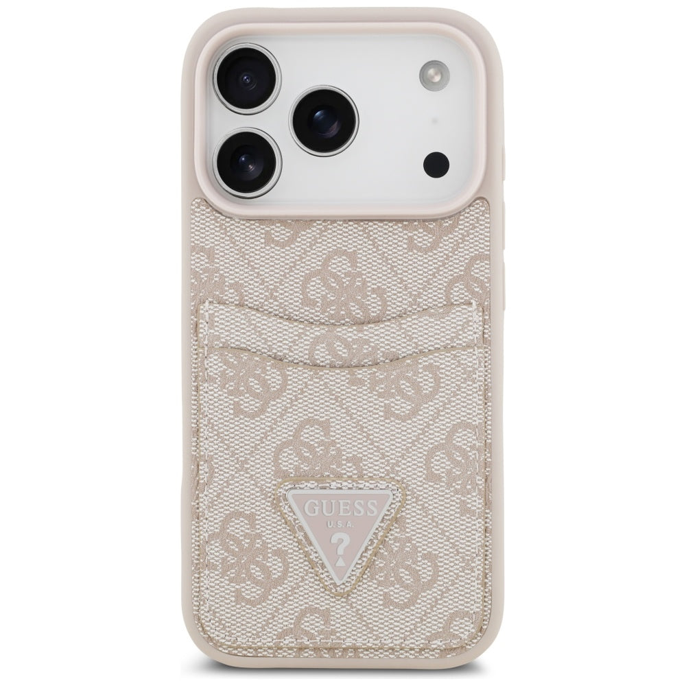 Ovitek za Apple iPhone 17 Pro, Guess, 4G Double Card Triangle, Roza
