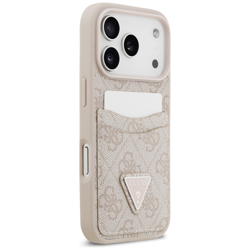 Ovitek za Apple iPhone 17 Pro, Guess, 4G Double Card Triangle, Roza