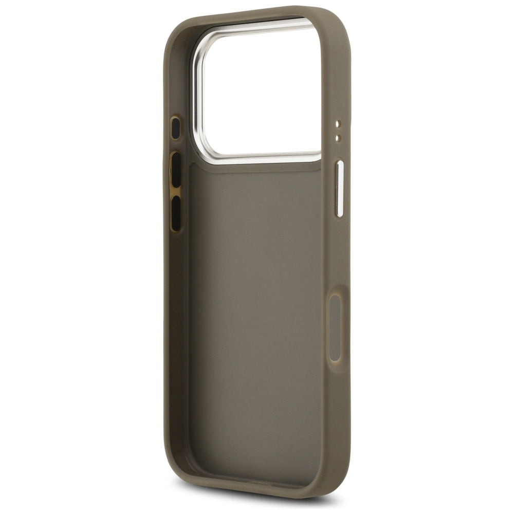 Ovitek za Apple iPhone 17 Pro, Guess, 4G Grained Big And Classic Logo, Srebrno rjava