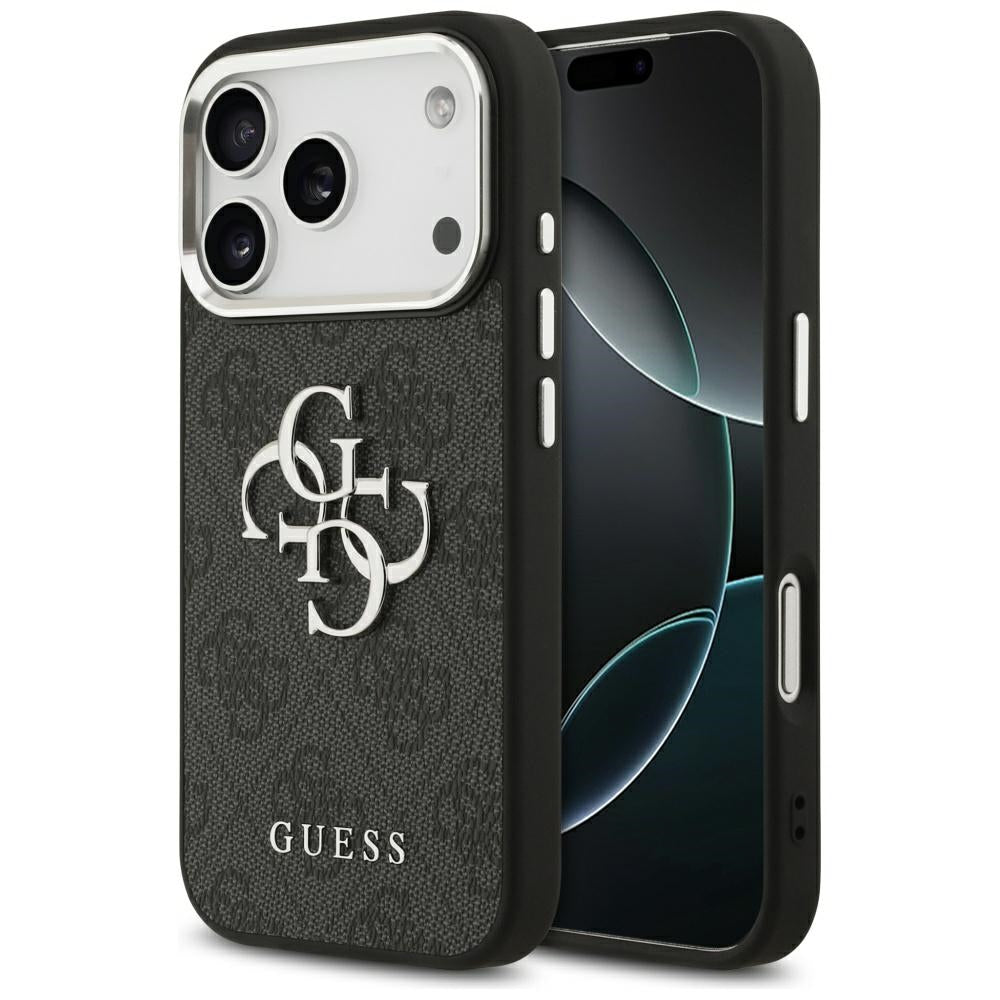 Ovitek za Apple iPhone 17 Pro, Guess, Big 4G Logo Classic, Črno Srebrn