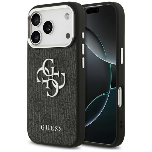 Ovitek za Apple iPhone 17 Pro, Guess, Big 4G Logo Classic, Črno Srebrn
