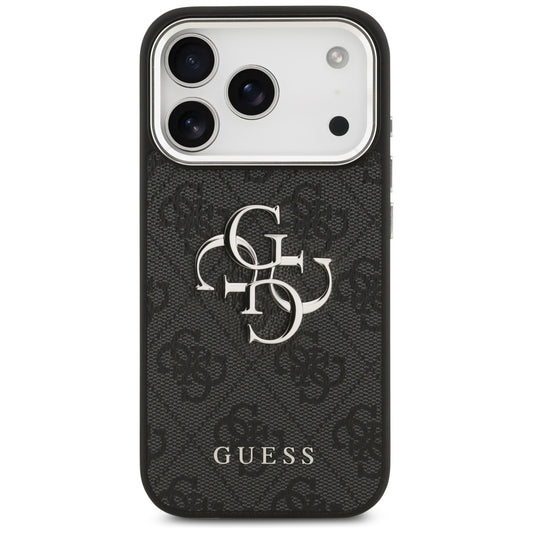 Ovitek za Apple iPhone 17 Pro, Guess, Big 4G Logo Classic, Črno Srebrn
