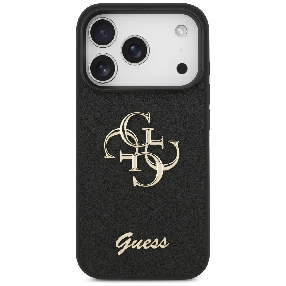 Ovitek za Apple iPhone 17 Pro, Guess, Fixed Glitter Big 4G, črn