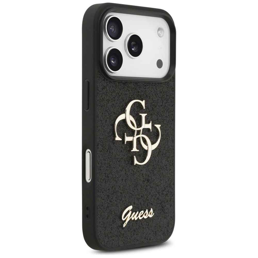 Ovitek za Apple iPhone 17 Pro, Guess, Fixed Glitter Big 4G, črn