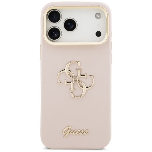 Ovitek za Apple iPhone 17 Pro, Guess, Grained Big 4G Stand Camera, Roza
