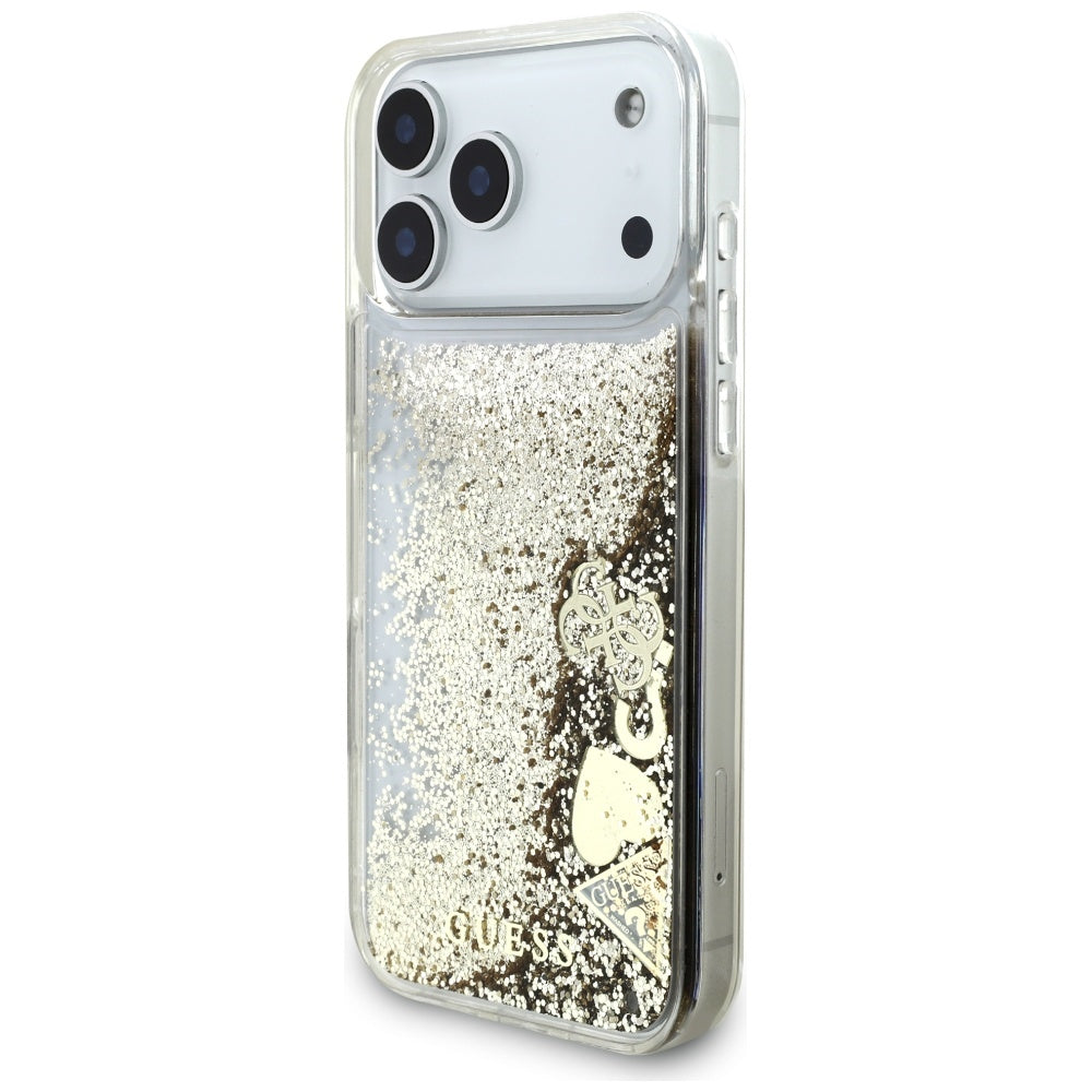 Ovitek za Apple iPhone 17 Pro, Guess, Liquid Glitter Charms, Zlata