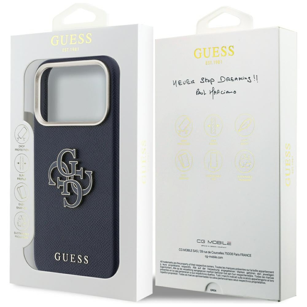 Ovitek za Apple iPhone 17 Pro, Guess, Resin Logo, Modra