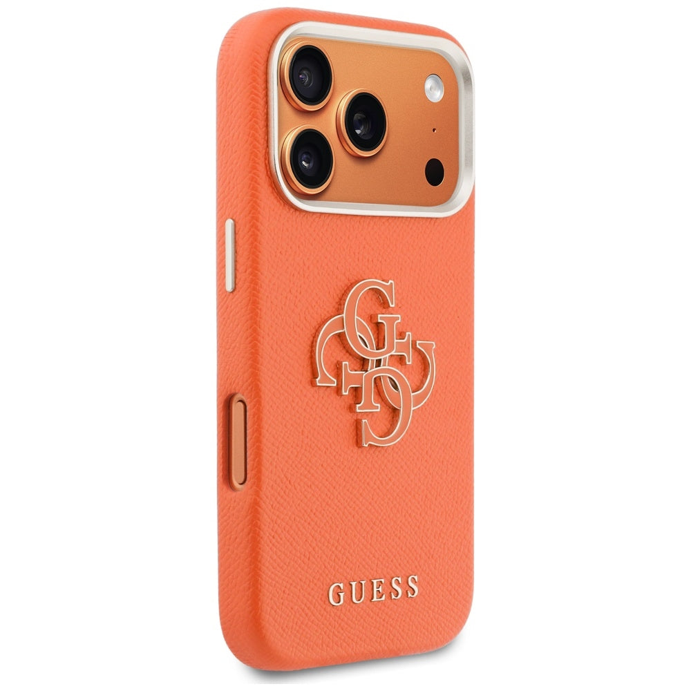 Ovitek za Apple iPhone 17 Pro, Guess, Resin Logo, Oranžen