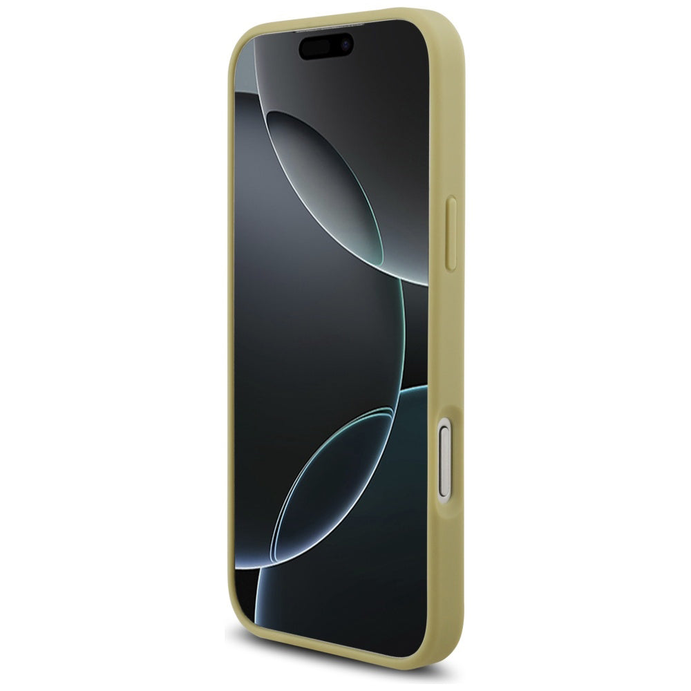 Ovitek za Apple iPhone 17 Pro, Guess, Rhinestone Triangle Logo, Zlat
