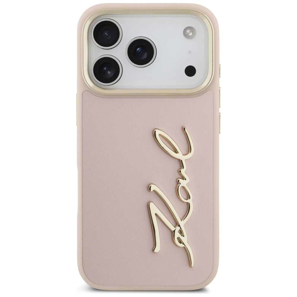 Ovitek za Apple iPhone 17 Pro, Karl Lagerfeld, Script Logo, Roza