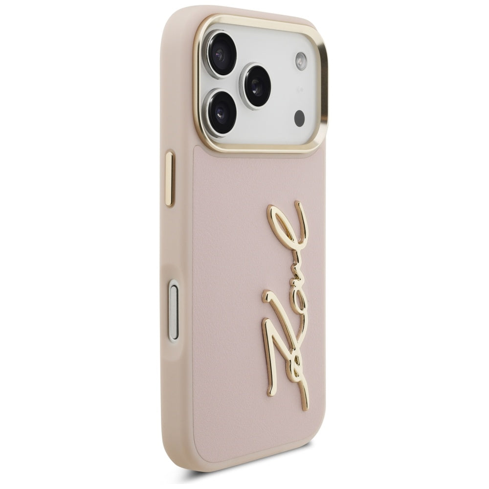 Ovitek za Apple iPhone 17 Pro, Karl Lagerfeld, Script Logo, Roza