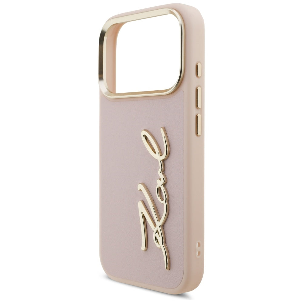Ovitek za Apple iPhone 17 Pro, Karl Lagerfeld, Script Logo, Roza