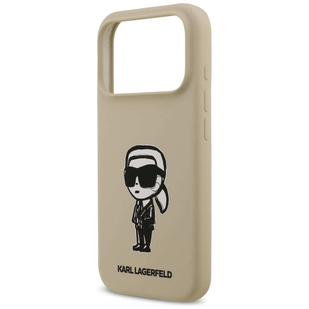 Ovitek za Apple iPhone 17 Pro, Karl Lagerfeld, Sketch and Logo Karl, Rjava
