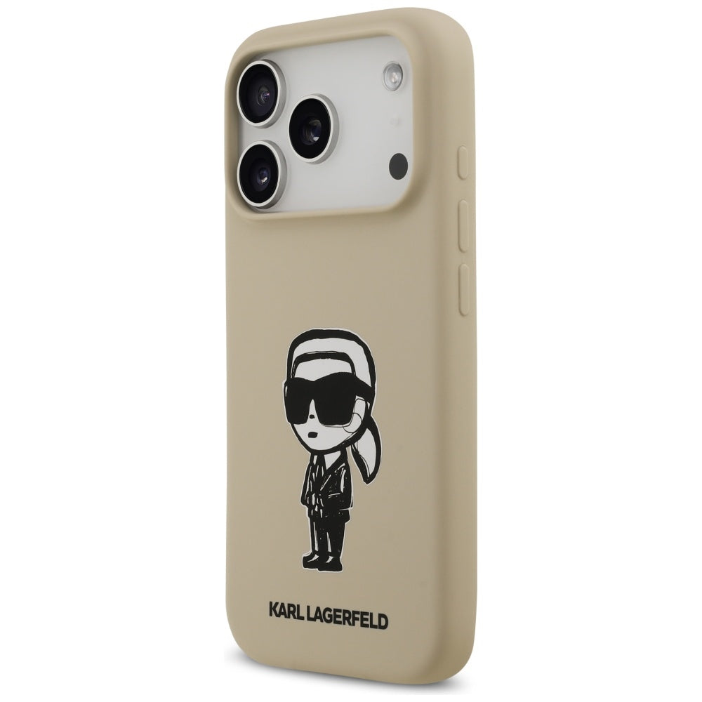Ovitek za Apple iPhone 17 Pro, Karl Lagerfeld, Sketch and Logo Karl, Rjava
