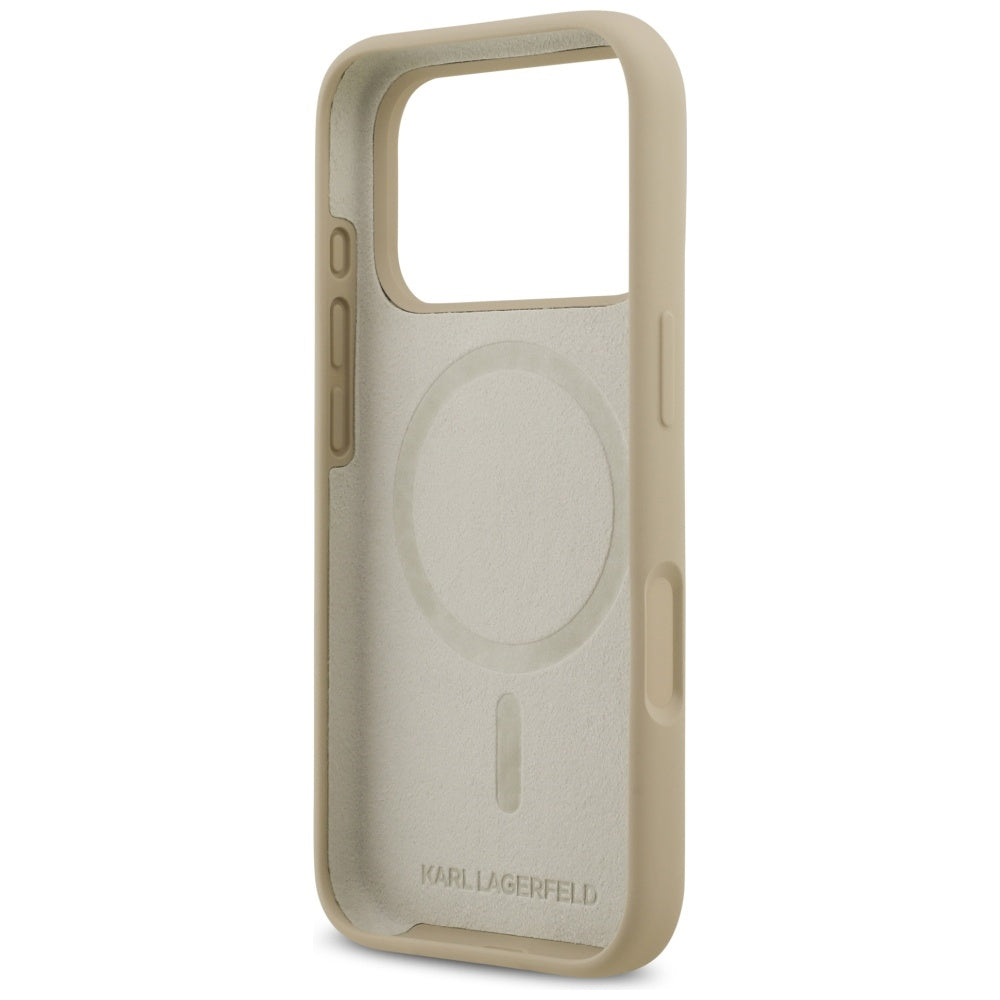 Ovitek za Apple iPhone 17 Pro, Karl Lagerfeld, Sketch and Logo Karl, Rjava