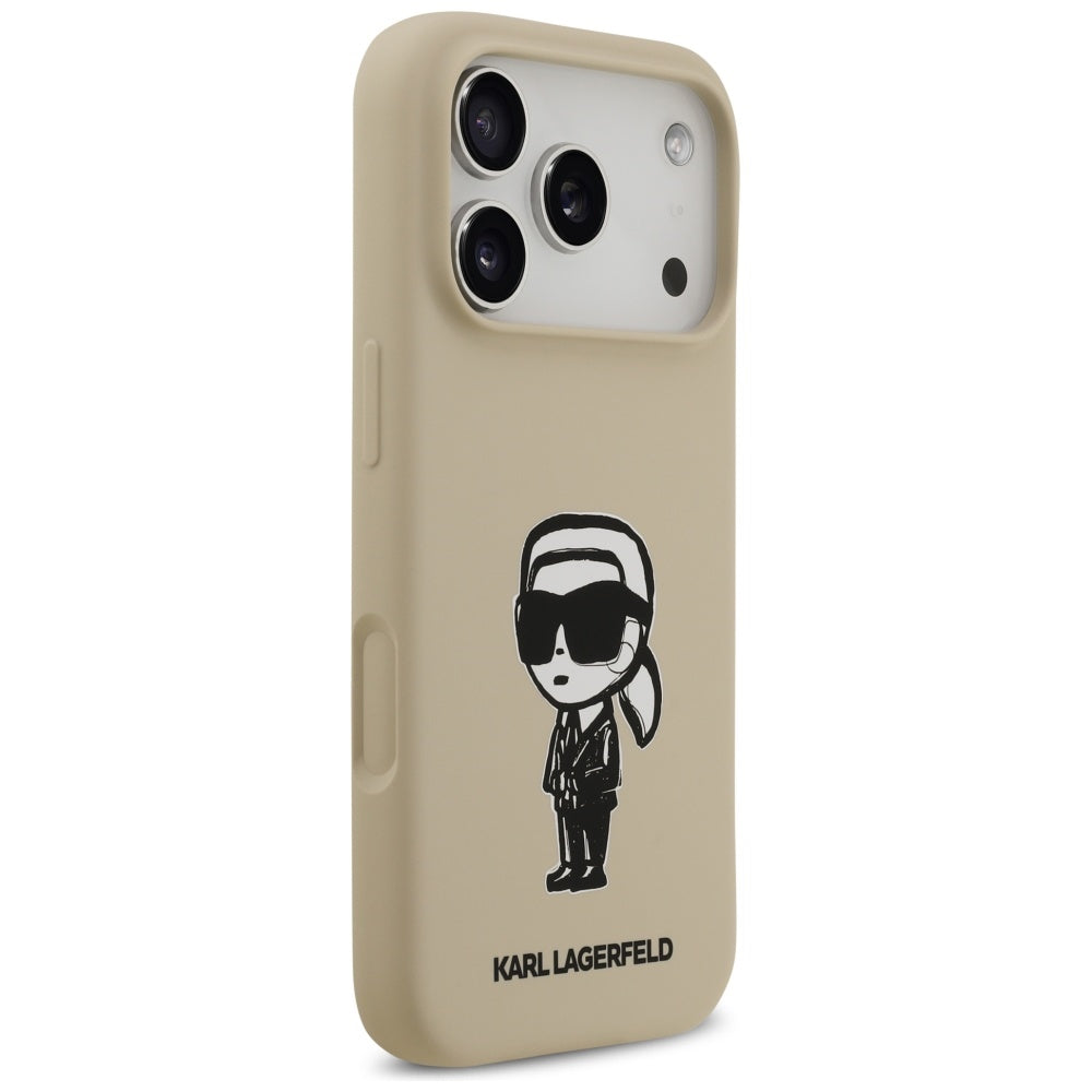 Ovitek za Apple iPhone 17 Pro, Karl Lagerfeld, Sketch and Logo Karl, Rjava