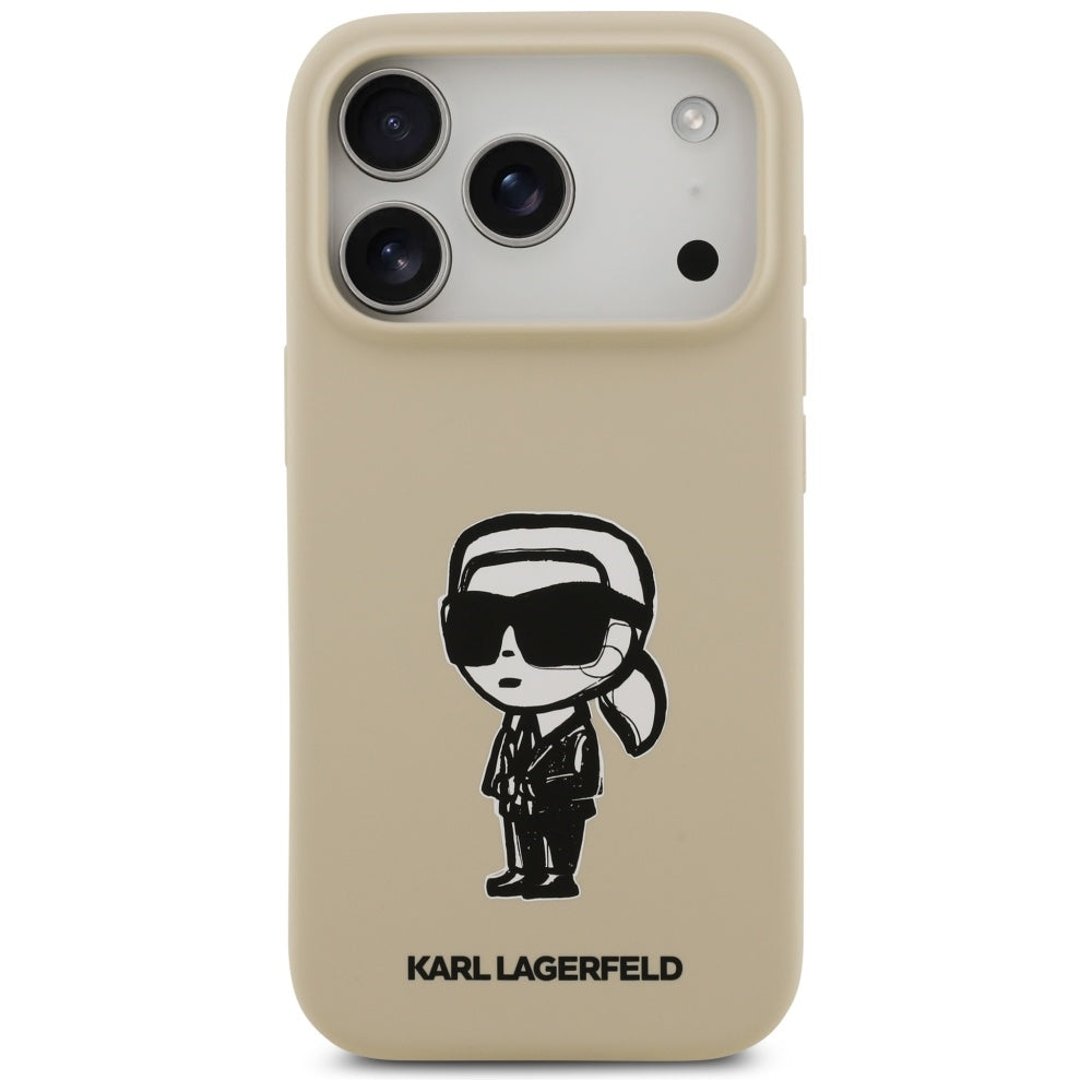Ovitek za Apple iPhone 17 Pro, Karl Lagerfeld, Sketch and Logo Karl, Rjava