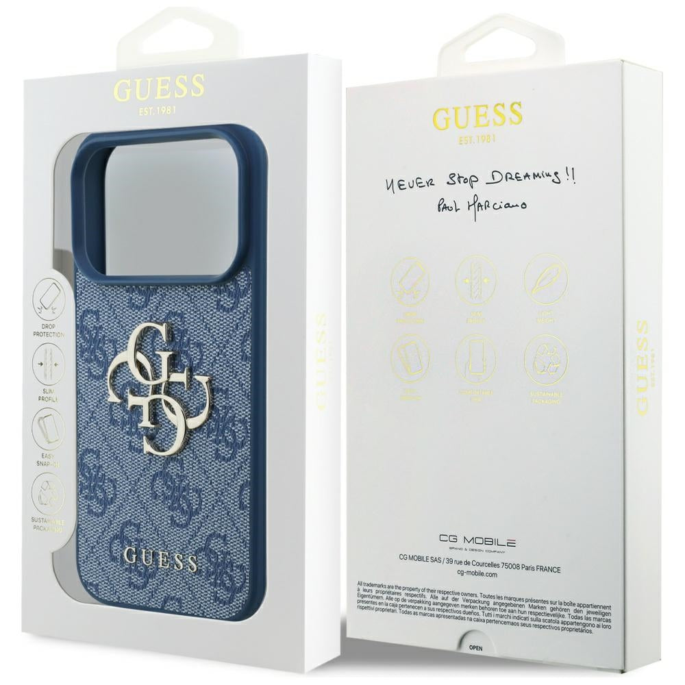 Ovitek za Apple iPhone 17 Pro Max, Guess, 4G Big Logo, Modra