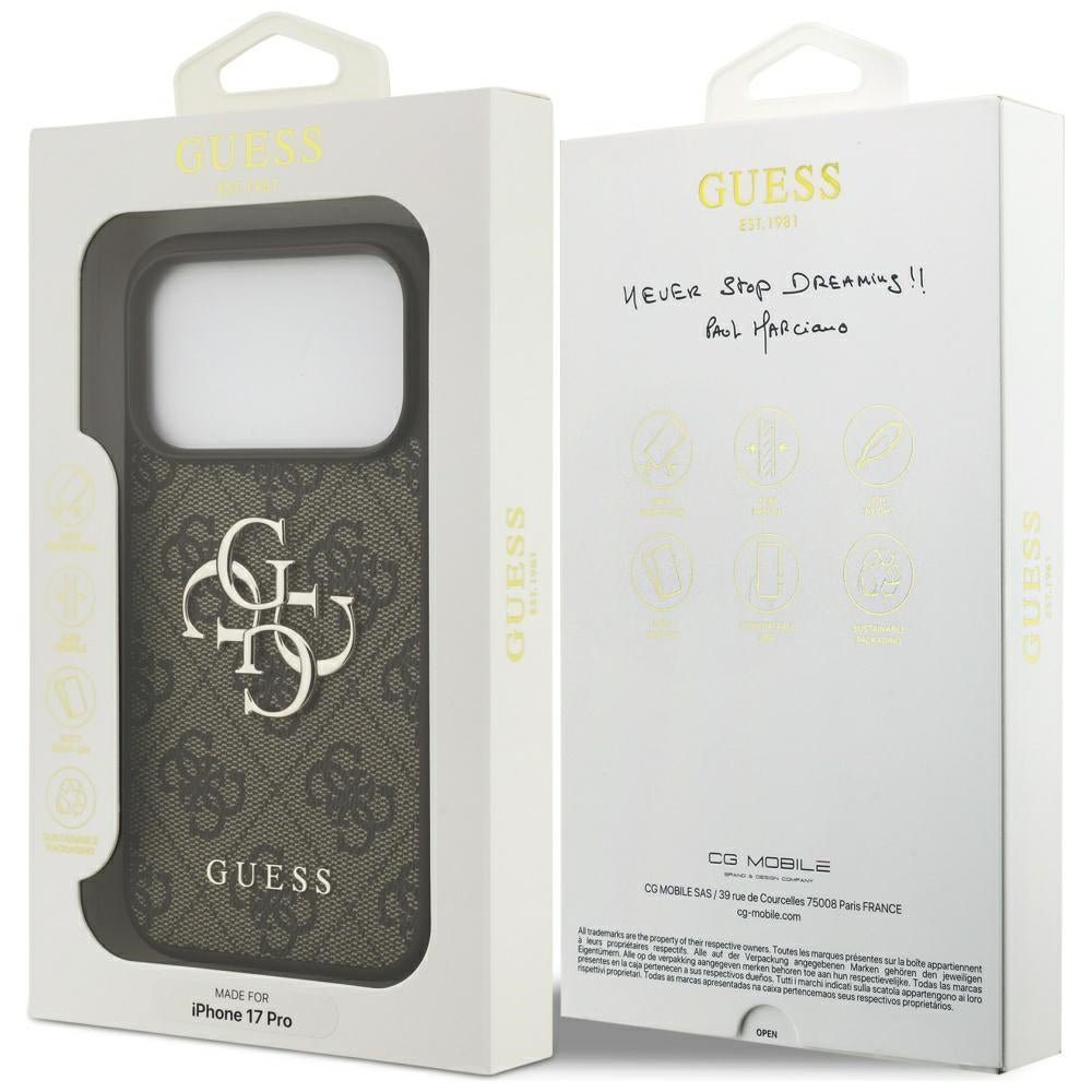 Ovitek za Apple iPhone 17 Pro Max, Guess, 4G Big Logo, rjava