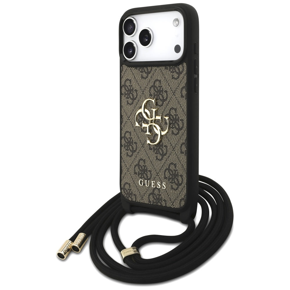 Ovitek za Apple iPhone 17 Pro Max, Guess, 4G CBDY Big Logo with Cord Strap, rjava