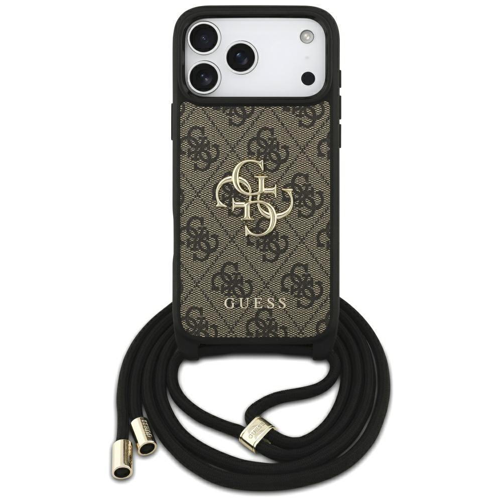 Ovitek za Apple iPhone 17 Pro Max, Guess, 4G CBDY Big Logo with Cord Strap, rjava