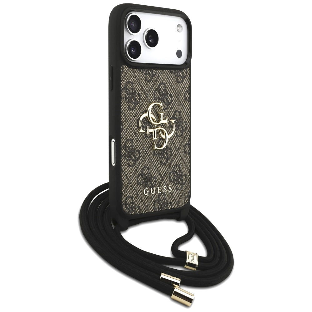Ovitek za Apple iPhone 17 Pro Max, Guess, 4G CBDY Big Logo with Cord Strap, rjava