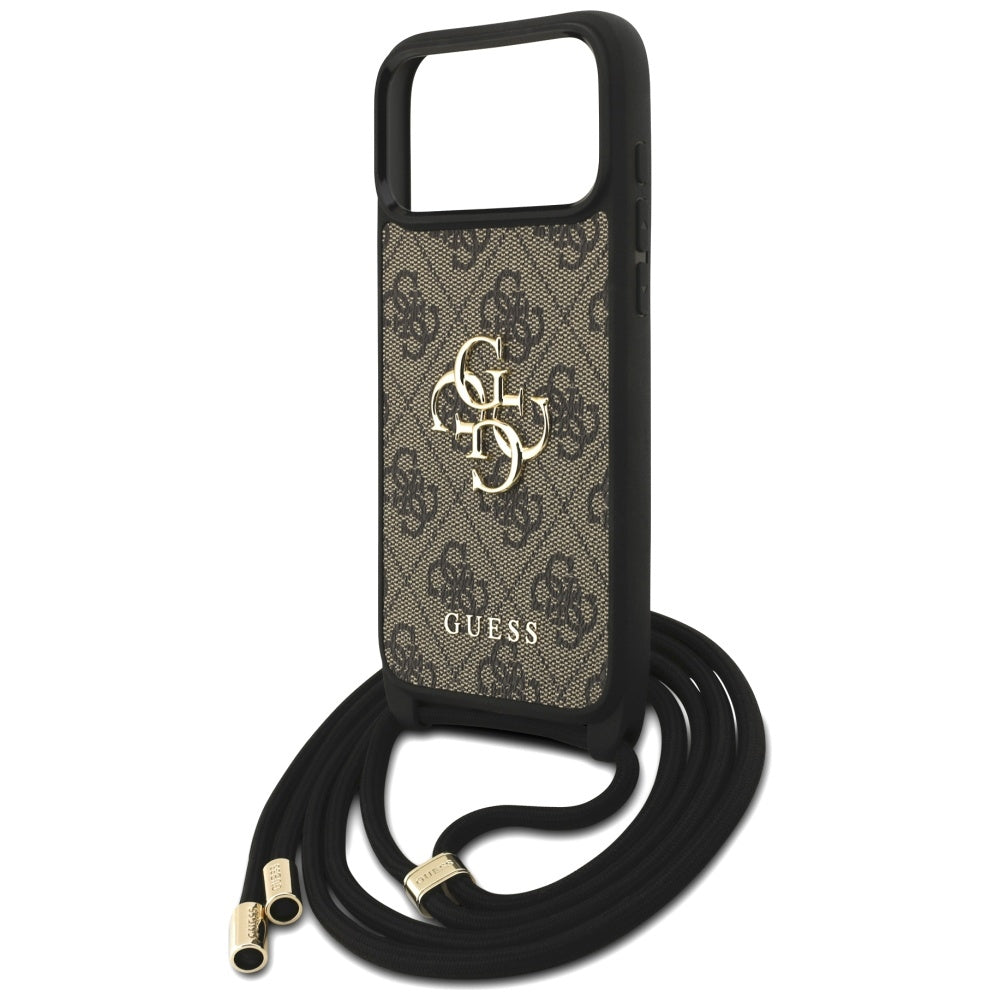 Ovitek za Apple iPhone 17 Pro Max, Guess, 4G CBDY Big Logo with Cord Strap, rjava