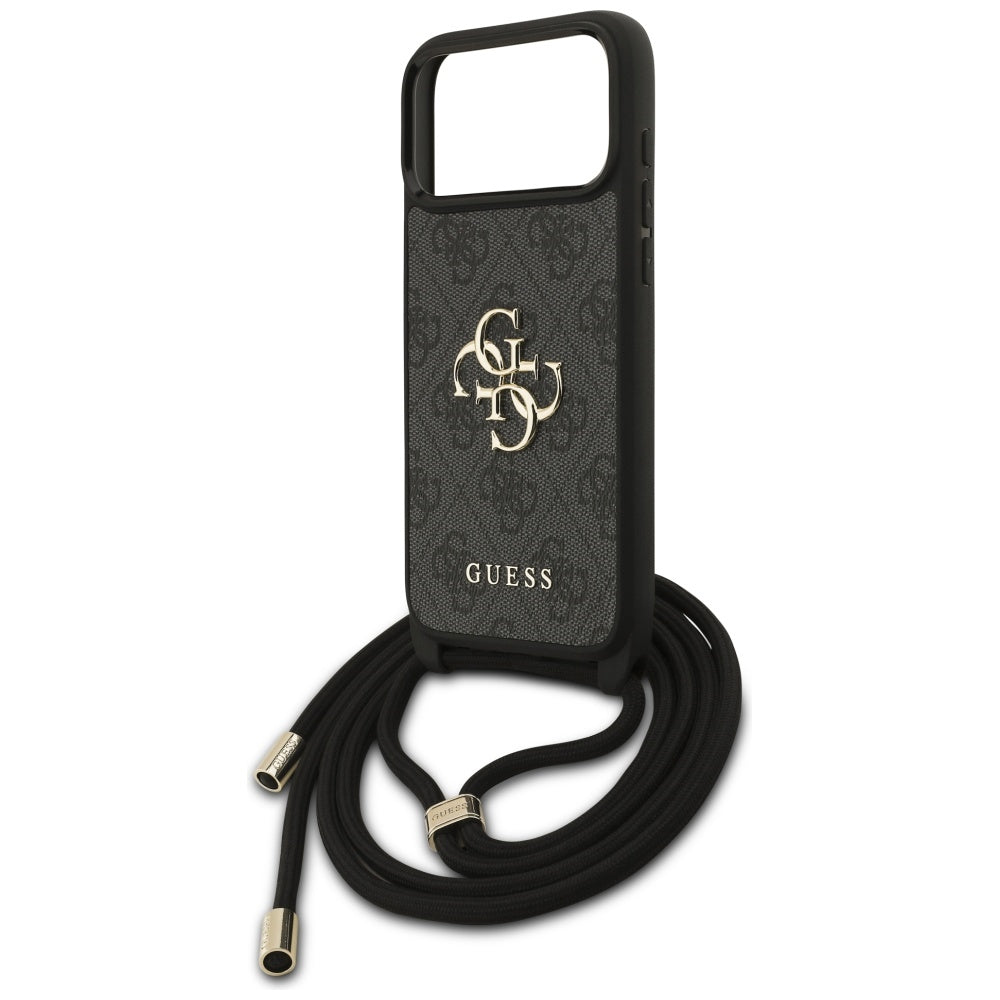 Ovitek za Apple iPhone 17 Pro Max, Guess, 4G CBDY Big Logo with Cord Strap, črn