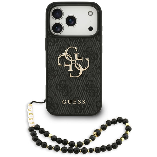 Ovitek za Apple iPhone 17 Pro Max, Guess, 4G Classic Logo with Strap, črn