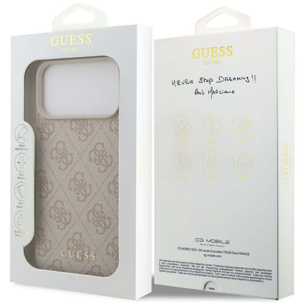 Ovitek za Apple iPhone 17 Pro Max, Guess, 4G Classic, Roza