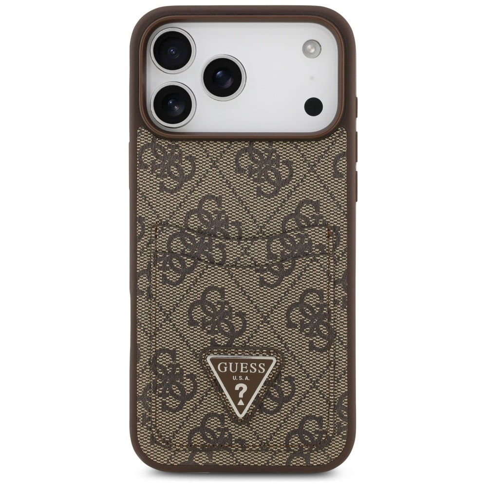 Ovitek za Apple iPhone 17 Pro Max, Guess, 4G Double Card Triangle, rjava