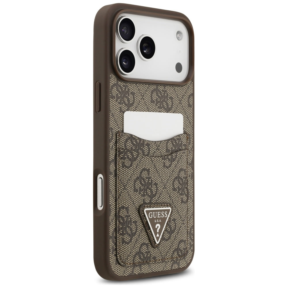 Ovitek za Apple iPhone 17 Pro Max, Guess, 4G Double Card Triangle, rjava