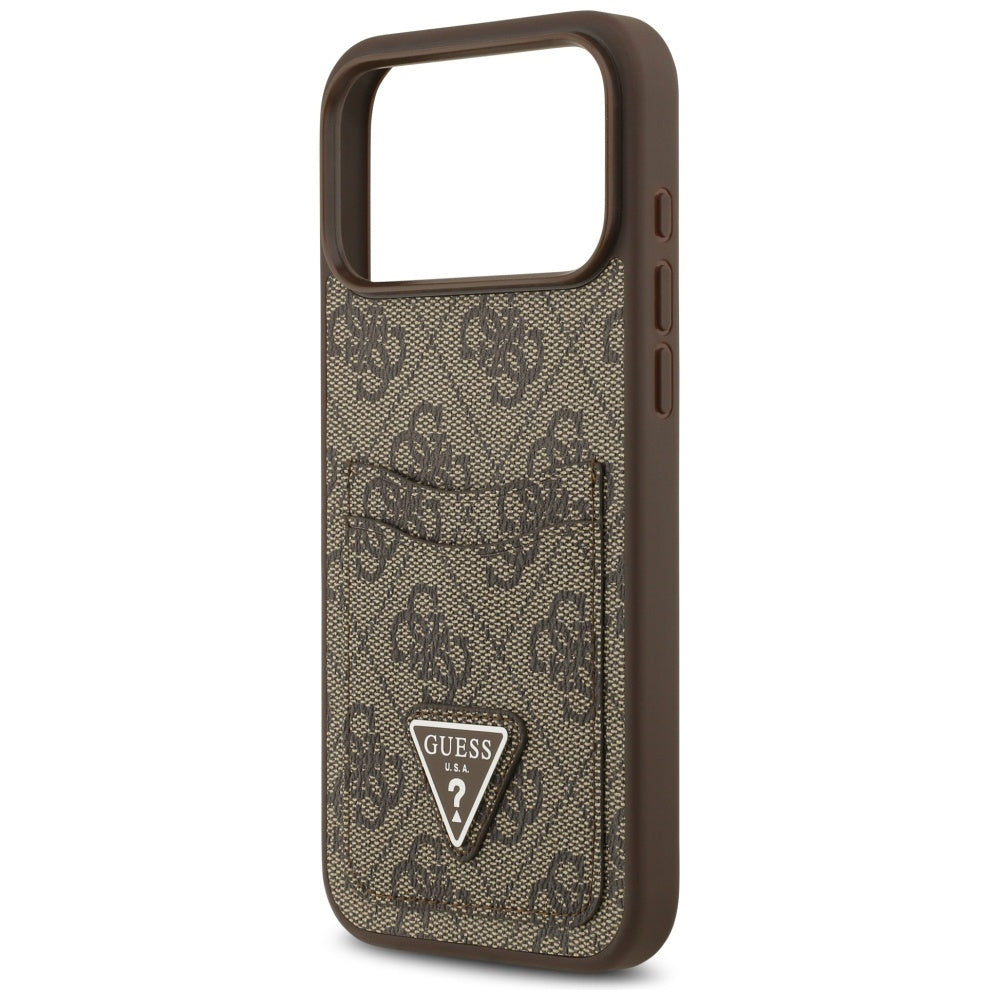 Ovitek za Apple iPhone 17 Pro Max, Guess, 4G Double Card Triangle, rjava